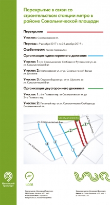 Новая схема движения вводится с 9 декабря в районе строительства метро «Стромынка»