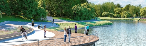 Плавающие фонтаны с подсветкой украсят парк в пойме Битцы