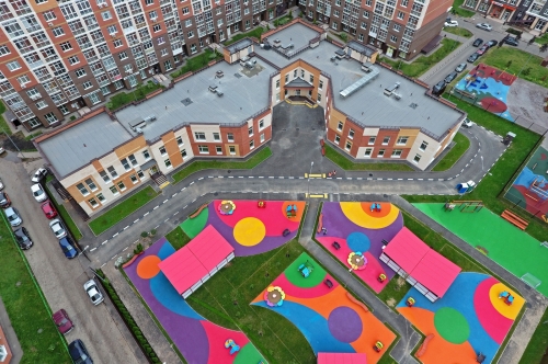 Бело-оранжевый детский сад построят в ЖК «Саларьево-Парк»